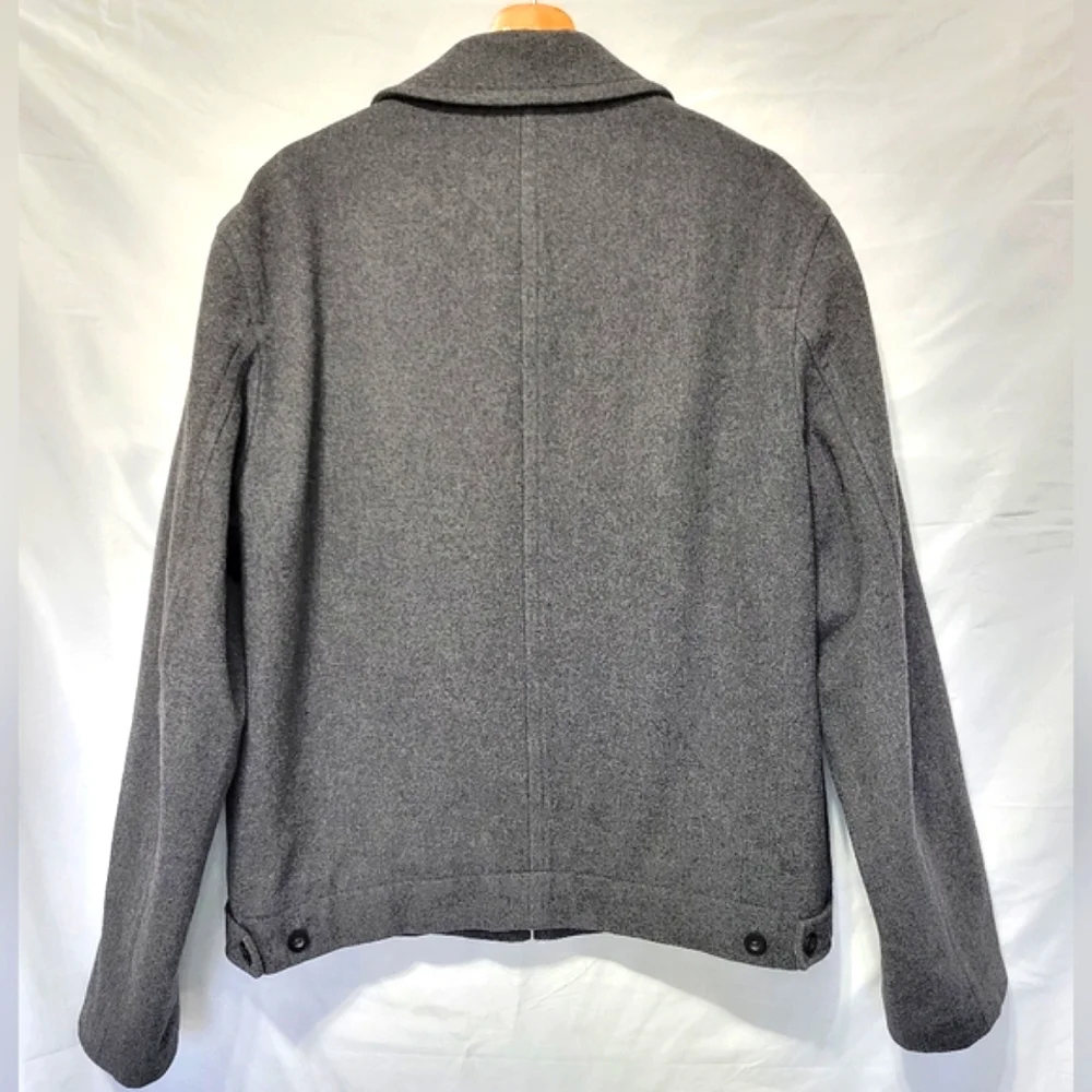 J.Crew wool Charcoal Grey Zip front quilted lined classic biker jacket